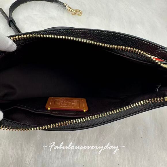 Coach Teri Shoulder/Crossbody Bag With Floral Print Leather CCE28 Black/Red NWT - Picture 8 of 9